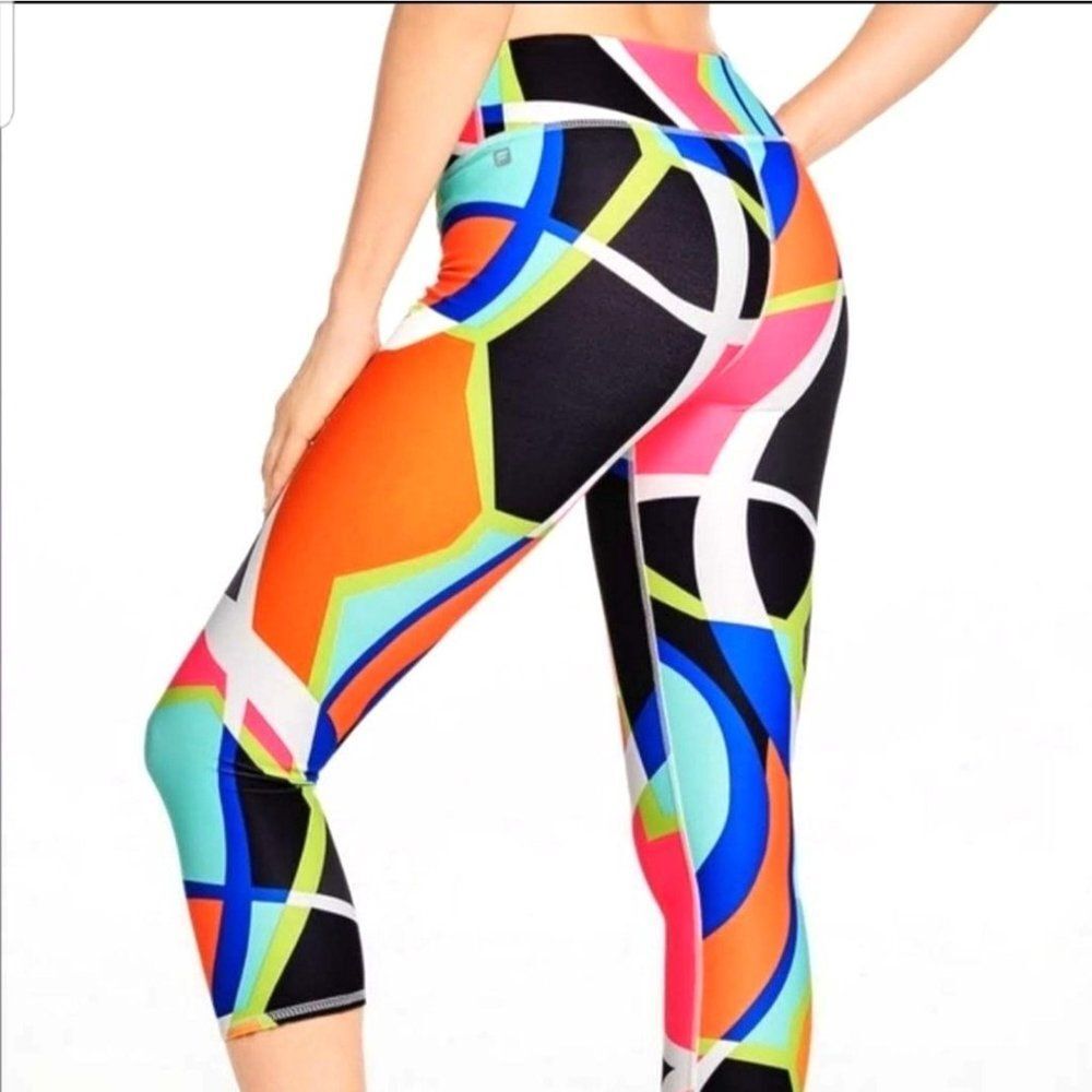 Fabletics Womens Pants Salar S Multicolor Crop Athletic Leggings Powerhold